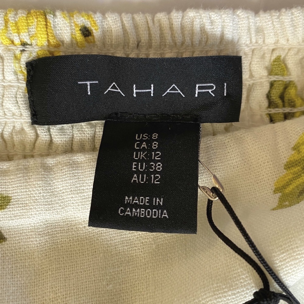 TAHARI Pineapple Linen Blend Pineapple Strapless Midi Dress 8 NWT - Picture 6 of 14